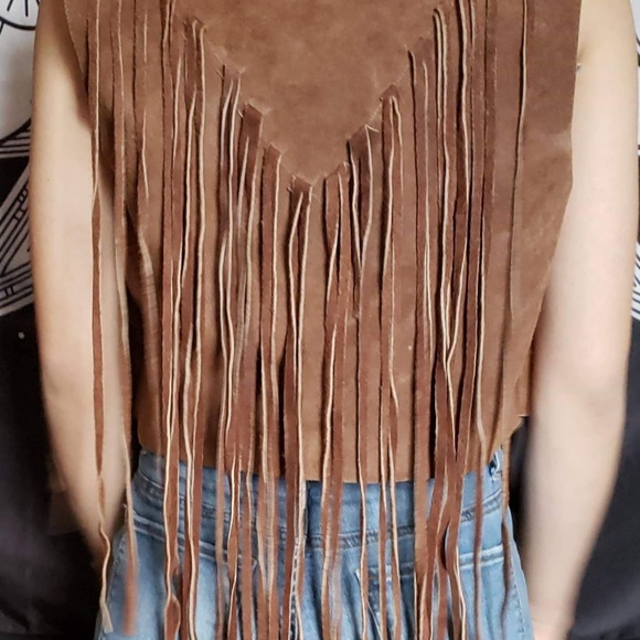 vintage handmade Genuine suede leather vest - Picture 3 of 8